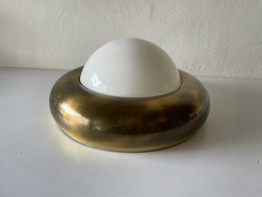 Large Ufo Opal Glass and Brass Sconce from Valenti, Italy, 1970s-RDS-1314398