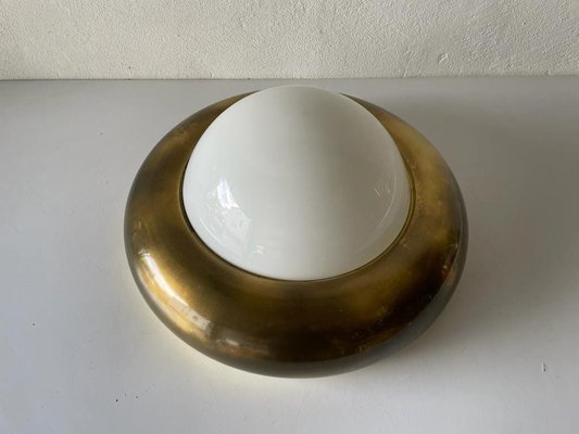 Large Ufo Opal Glass and Brass Sconce from Valenti, Italy, 1970s-RDS-1314398