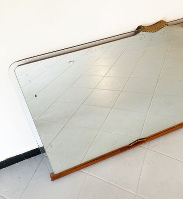 Large Unframed Mirror with Brass Shell Details, 1950s-GGK-1107242