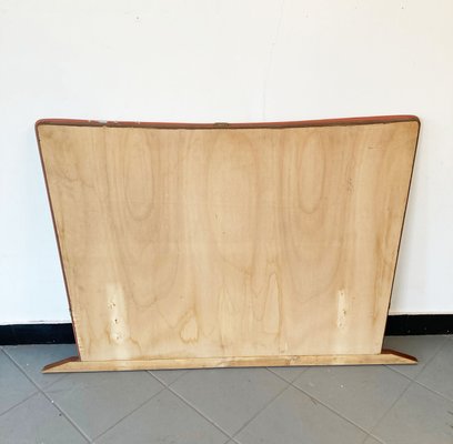 Large Unframed Mirror with Lower Wooden Bar & Brass Fan Mounts, 1950s-GGK-1107198