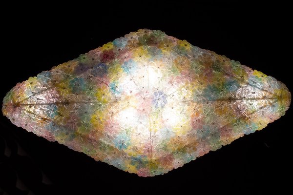 Large Venetian Multi-Colored Glass Flower Ceiling Light, 1960-MBH-1032373