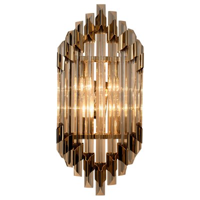 Large Venini Style Murano Glass and Brass Sconce-VDW-861027