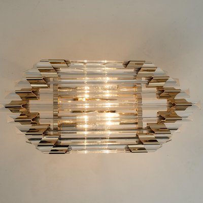 Large Venini Style Murano Glass and Brass Sconce-VDW-861027