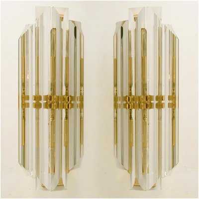 Large Venini Style Murano Glass and Brass Sconce-VDW-861027