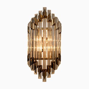 Large Venini Style Murano Glass and Brass Sconce-VDW-861027