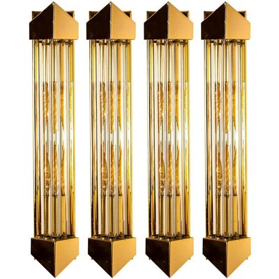 Large Venini Style Murano Glass and Gilt Brass Sconce, Italy-VDW-913243