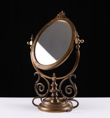 Large Victorian Brass Table Mirror, England, 1880s-GCG-1451434