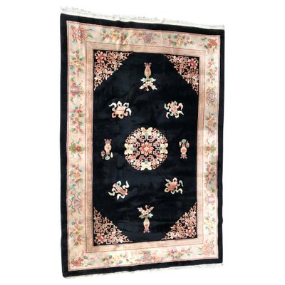 Large Vintage Chinese Black Field Rug-YMM-1061635