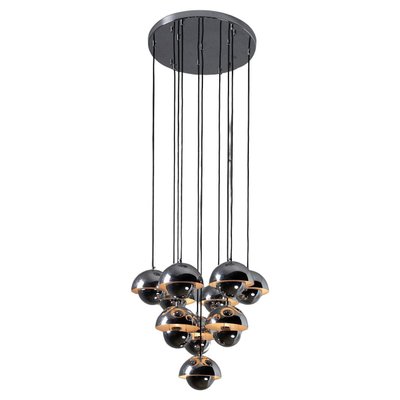 Large Vintage Chrome Flowerpot Chandelier by Verner Panton, 1970s-POG-1793986