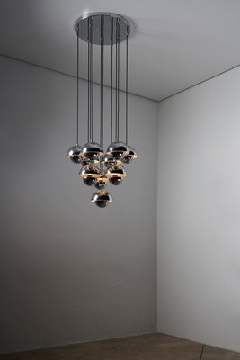 Large Vintage Chrome Flowerpot Chandelier by Verner Panton, 1970s-POG-1793986