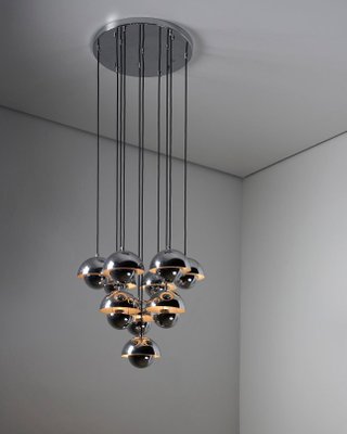 Large Vintage Chrome Flowerpot Chandelier by Verner Panton, 1970s-POG-1793986