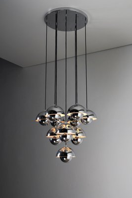 Large Vintage Chrome Flowerpot Chandelier by Verner Panton, 1970s-POG-1793986