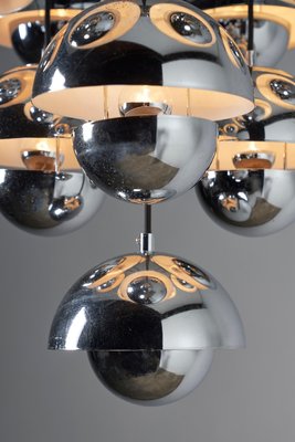 Large Vintage Chrome Flowerpot Chandelier by Verner Panton, 1970s-POG-1793986