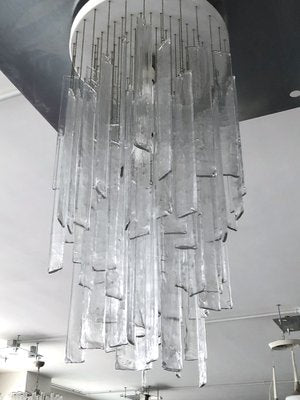 Large Vintage Clear Murano Glass Chandelier from Mazzega, 1970s-OT-1033645