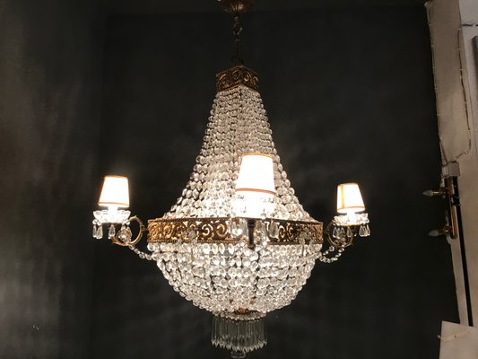 Large Vintage Crystal Chandelier, 1950s-JJC-656826