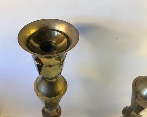 Large Vintage Danish Church Candleholders in Brass, 1950s, Set of 2-LCR-685069