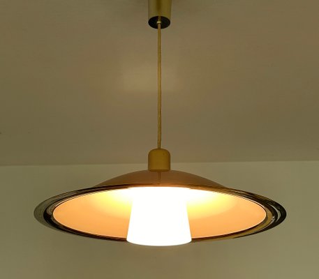 Large Vintage Danish Pendant Light in Brass-GUT-2034617