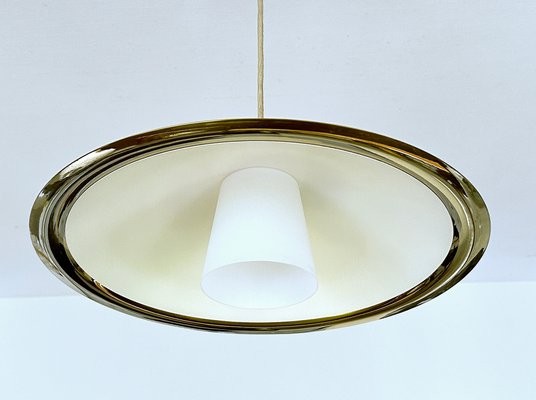 Large Vintage Danish Pendant Light in Brass-GUT-2034617