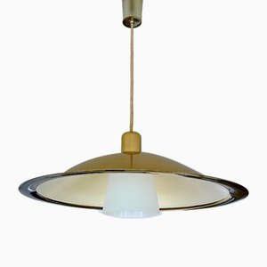 Large Vintage Danish Pendant Light in Brass-GUT-2034617