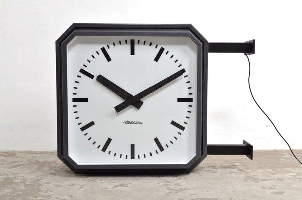 Large Vintage Double-Sided Clock from Pragotron, 1960s-AOX-1822906