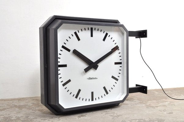 Large Vintage Double-Sided Clock from Pragotron, 1960s-AOX-1822906