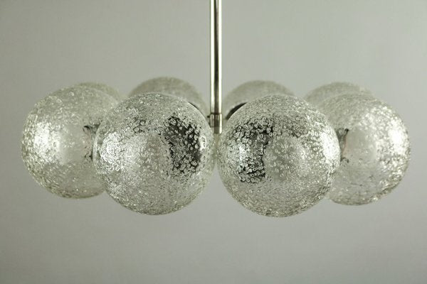 Large Vintage Glass & Chrome Ceiling Lamp-FUP-655237