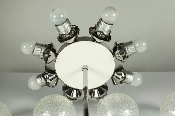 Large Vintage Glass & Chrome Ceiling Lamp-FUP-655237