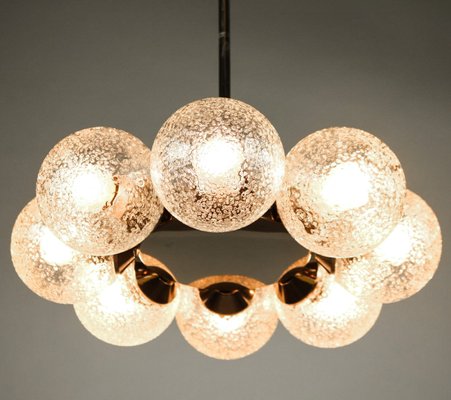 Large Vintage Glass & Chrome Ceiling Lamp-FUP-655237