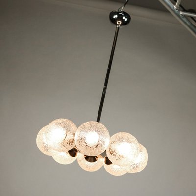 Large Vintage Glass & Chrome Ceiling Lamp-FUP-655237