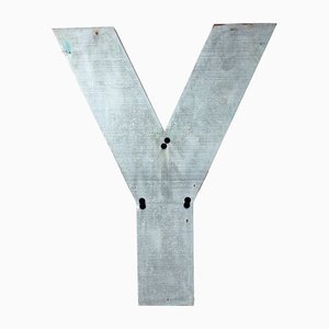 Large Vintage Industial Czechoslovakian Letter Y in Zinc, 1950s-UL-1412162