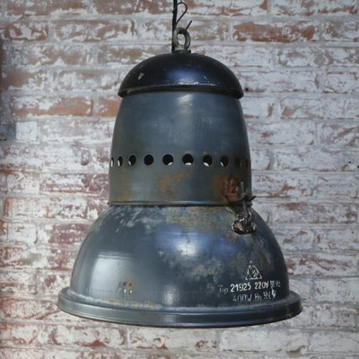 Large Vintage Industrial Blue Enamel Pendant Light-BLS-1759588