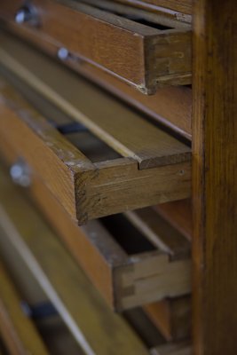 Large Vintage Industrial Oak File Cabinet with Multiple Drawers, 1930s-ZAA-1239105