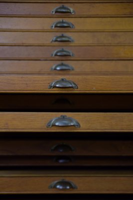 Large Vintage Industrial Oak File Cabinet with Multiple Drawers, 1930s-ZAA-1239105