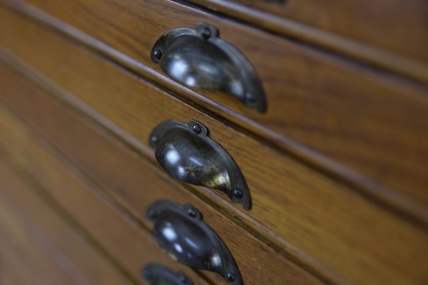 Large Vintage Industrial Oak File Cabinet with Multiple Drawers, 1930s-ZAA-1239105