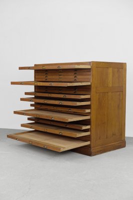 Large Vintage Industrial Oak File Cabinet with Multiple Drawers, 1930s-ZAA-1239105