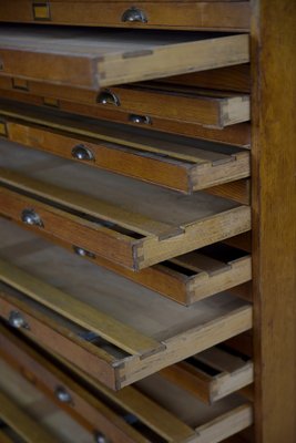 Large Vintage Industrial Oak File Cabinet with Multiple Drawers, 1930s-ZAA-1239105