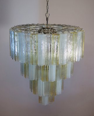 Large Vintage Italian Chrome and Opaline, Amber, and Clear Murano Glass Chandelier, 1980s-FHZ-595793