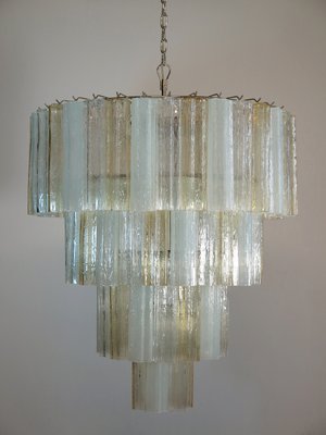 Large Vintage Italian Chrome and Opaline, Amber, and Clear Murano Glass Chandelier, 1980s-FHZ-595793