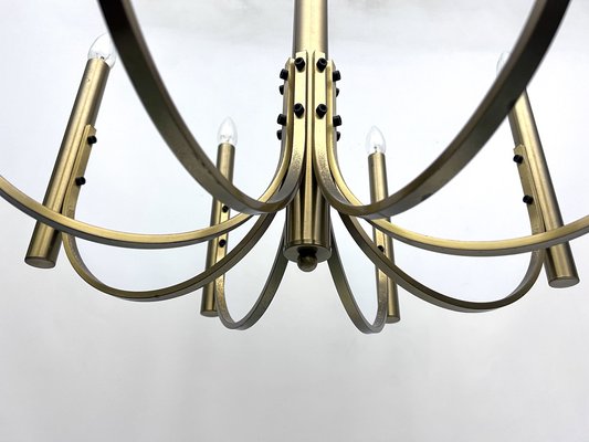 Large Vintage Italian Eight Lights Chandelier in Brass, 1970s-OT-1706639