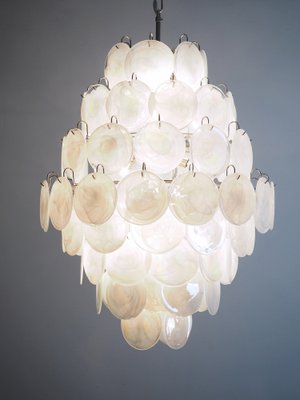 Large Vintage Italian Murano Chandelier with 87 White Alabaster Disks, 1990s-FHZ-1822064