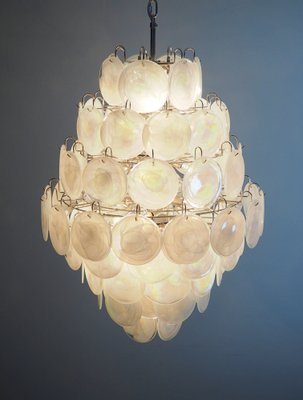 Large Vintage Italian Murano Chandelier with 87 White Alabaster Disks, 1990s-FHZ-1822064