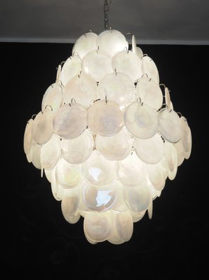 Large Vintage Italian Murano Chandelier with 87 White Alabaster Disks, 1990s-FHZ-1822064