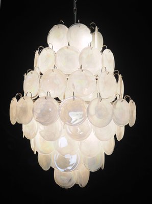 Large Vintage Italian Murano Chandelier with 87 White Alabaster Disks, 1990s-FHZ-1822064