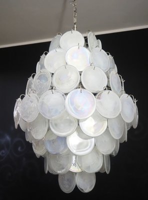 Large Vintage Italian Murano Chandelier with 87 White Alabaster Disks, 1990s-FHZ-1822064