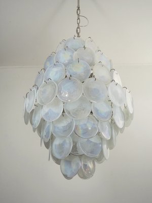 Large Vintage Italian Murano Chandelier with 87 White Alabaster Disks, 1990s-FHZ-1822064