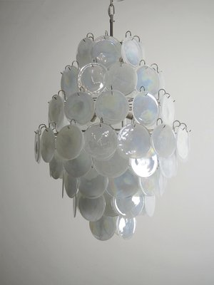 Large Vintage Italian Murano Chandelier with 87 White Alabaster Disks, 1990s-FHZ-1822064