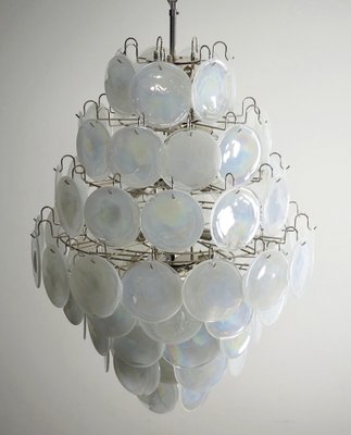 Large Vintage Italian Murano Chandelier with 87 White Alabaster Disks, 1990s-FHZ-1822064