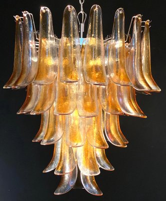 Large Vintage Italian Murano Chandelier with Amber Glass Petals, 1970s-MBH-1031713