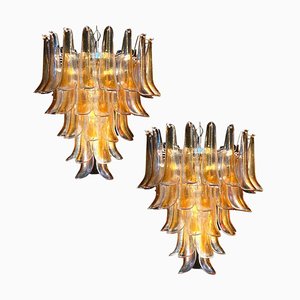 Large Vintage Italian Murano Chandelier with Amber Glass Petals, 1970s-MBH-1031713