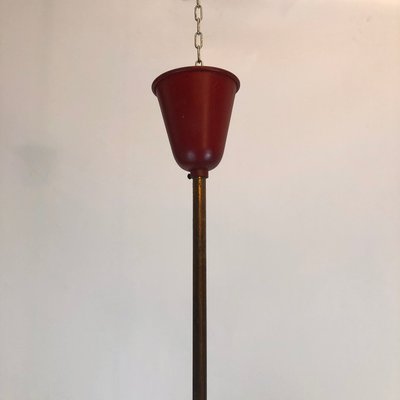 Large Vintage Italian Red and Gold Chandelier from Stilnovo, 1950s-OT-849660